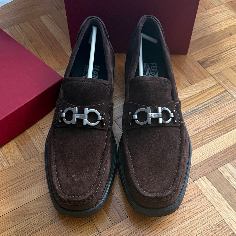 Salvatore Ferragamo Men's Brown Suede Loafers size 9